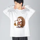 moriugのサックスを演奏するハリネズミ Big Long Sleeve T-Shirt