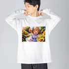 poketuのかわいい少女のイラストグッズ Big Long Sleeve T-Shirt