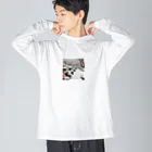 k-mintoの風景グッズ（雪と寒椿の日本庭園） ビッグシルエットロングスリーブTシャツ