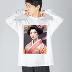 wawomotsuのJapanese Courtesan Bloom Tee ”Geisha” ビッグシルエットロングスリーブTシャツ