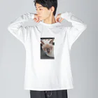 Makoto_Kawano Designの悪そうなのにカワイイ猫ちゃん ビッグシルエットロングスリーブTシャツ