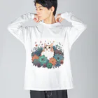 わんにゃんsucculentの猫と多肉 Big Long Sleeve T-Shirt