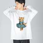 ハッピー・ディライト・ストアのバレリーナの子猫 ビッグシルエットロングスリーブTシャツ