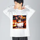 那須モバイル店のハロウィンの猫 ビッグシルエットロングスリーブTシャツ