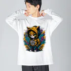 めんぼうさんやのちびネコ 루즈핏 롱 슬리브 티셔츠