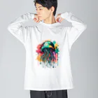 Moodifyのサイバーパンククラゲ　ミズクラゲ　水彩画スプラッシュ Big Long Sleeve T-Shirt