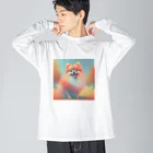 isoisocialのふわふわポメラニアン Big Long Sleeve T-Shirt