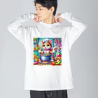 ニャーちゃんショップのクッキングキャット ビッグシルエットロングスリーブTシャツ