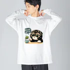 amakanaのまる耳ねこのほっこり時間 ビッグシルエットロングスリーブTシャツ