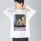 ANAROGUの出窓で飼い主帰るを待つ猫たち Big Long Sleeve T-Shirt