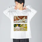 かえる商店の黄昏と曙 by Alfons Mucha ビッグシルエットロングスリーブTシャツ