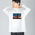 星のこどもたちの百日紅の夕景 ビッグシルエットロングスリーブTシャツ