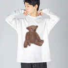 みにゆん　ねこのLovely bear。brown bear ビッグシルエットロングスリーブTシャツ