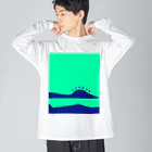 やさしい植木鉢屋さんのネコお尻ダチ_#1_背景 ビッグシルエットロングスリーブTシャツ