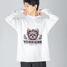 ガオのお店のかわいいヨークシャテリアのロゴ入りグッズ ビッグシルエットロングスリーブTシャツ