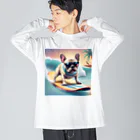 ChicCanvas Boutiqueの波乗り大好きフレンチブルドッグ Big Long Sleeve T-Shirt