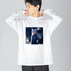 ZZRR12の「深夜の邂逅：猫耳の不思議な出会い」 Big Long Sleeve T-Shirt