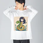 the blue seasonの仲良しの春風：少女と蛇の物語 ビッグシルエットロングスリーブTシャツ
