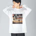 サーフサイドファッションのサンセットビーチパーム Big Long Sleeve T-Shirt