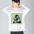 ippofumiのカラフルなマンドリルのドット絵 Big Long Sleeve T-Shirt