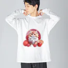 uncle-Toshiの果物と子猫 ビッグシルエットロングスリーブTシャツ