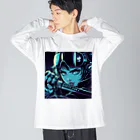 kangekiのサイバーパンクサムライガールNo.5 Big Long Sleeve T-Shirt