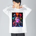 シロクマペンギンのドラゴンファイターガールwith竜の変身ヒーロー Big Long Sleeve T-Shirt