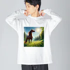 のんきさんの太陽と馬 Big Long Sleeve T-Shirt