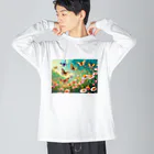 Happy Shopの花とちょう Big Long Sleeve T-Shirt