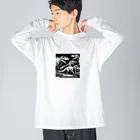 だまショップ@子ども向けのモノクロ恐竜くん3号 Big Long Sleeve T-Shirt