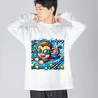 アニマルキャラクターショップのSwimming monkey Big Long Sleeve T-Shirt