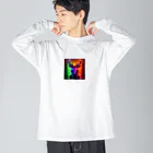 北の動物達と日常風景のポップなエゾシカ Big Long Sleeve T-Shirt