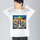 Dexsterの過去の未来観　retro-futurism design01 ビッグシルエットロングスリーブTシャツ