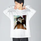 【公式】コンプレックス屋さんのデブが着る前から伸びている：猫ver Big Long Sleeve T-Shirt