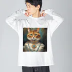 esmeralda64のパライバトルマリンの瞳の猫 ビッグシルエットロングスリーブTシャツ