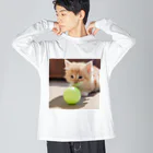 SkyBlueのもふもふな子猫 ビッグシルエットロングスリーブTシャツ