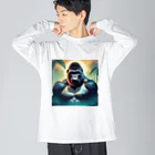 福きたるの都会に光る。イケメンゴリラ Big Long Sleeve T-Shirt