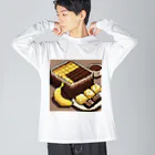 kawaiidoubututatiのチョコレートとバナナのデザートチャーハン ビッグシルエットロングスリーブTシャツ