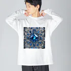 G-EICHISの宝石の様に輝くブルークリスタル Big Long Sleeve T-Shirt