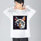 SaltyCookie Design Worksの幾何学模様の猫(1) Big Long Sleeve T-Shirt