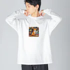 ドット絵ねこさんの読書猫さん Big Long Sleeve T-Shirt