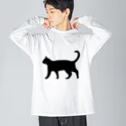 Teatime ティータイムの黒猫は見ていた　ねこ Big Long Sleeve T-Shirt