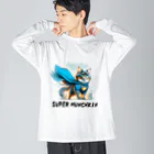 猫武者(NekoMusya)のSUPER MANCHKIN 参上！ ビッグシルエットロングスリーブTシャツ