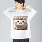 neko_shopのねこケーキ４ ビッグシルエットロングスリーブTシャツ