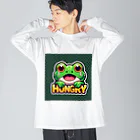 カエルグッズのHUNGRYカエル ビッグシルエットロングスリーブTシャツ