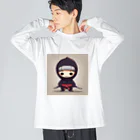 d-design-labのかわいい忍者のイラストグッズ ビッグシルエットロングスリーブTシャツ