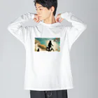 THE NOBLE LIGHTの見なれぬ黒猫おじさん Big Long Sleeve T-Shirt