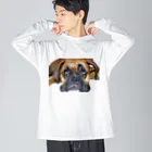 barbyGGGのかわいいボクサー犬 ビッグシルエットロングスリーブTシャツ