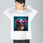 AQUAMETAVERSEのサングラスをかけた、かわいい犬 Marsa 106 ビッグシルエットロングスリーブTシャツ