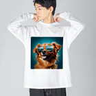 AQUAMETAVERSEのサングラスをかけた、かわいい犬 Marsa 106 Big Long Sleeve T-Shirt